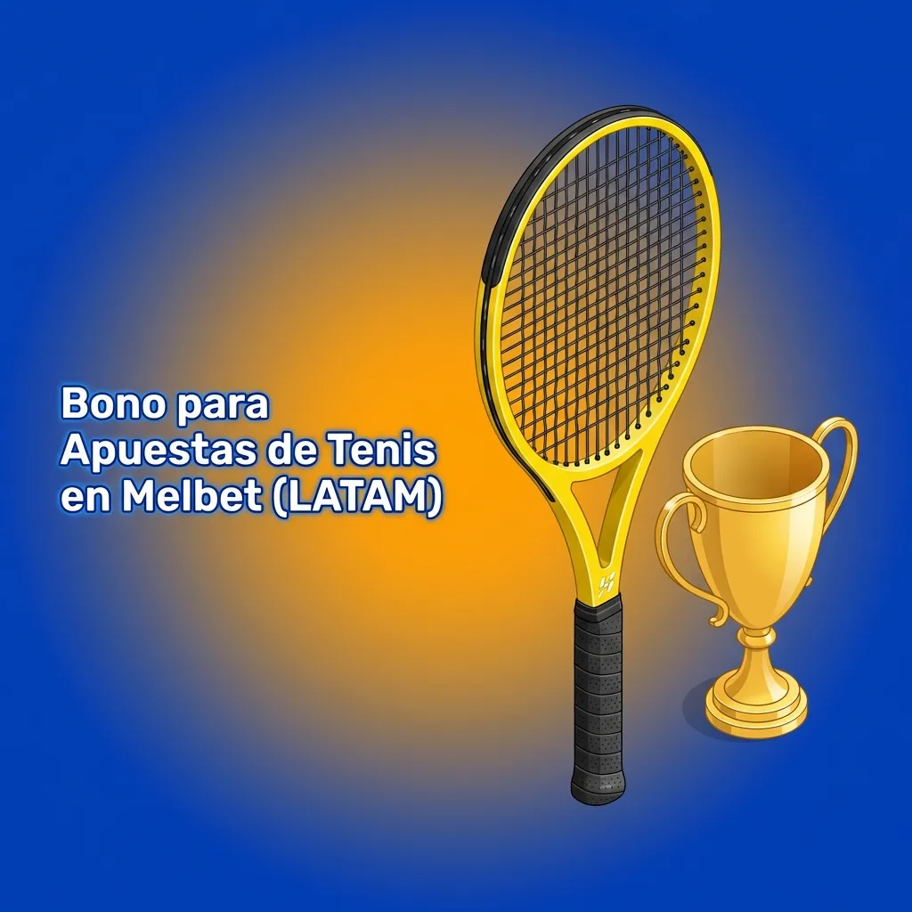 Melbet tennis betting bonus banner showing welcome offer details for LATAM sports bettors