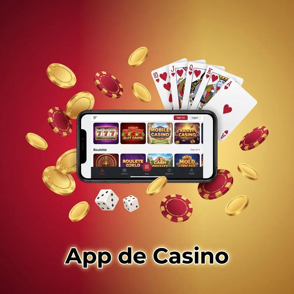 Pantalla de aplicación móvil de casino mostrando tragamonedas, juegos de mesa y opciones de casino en vivo