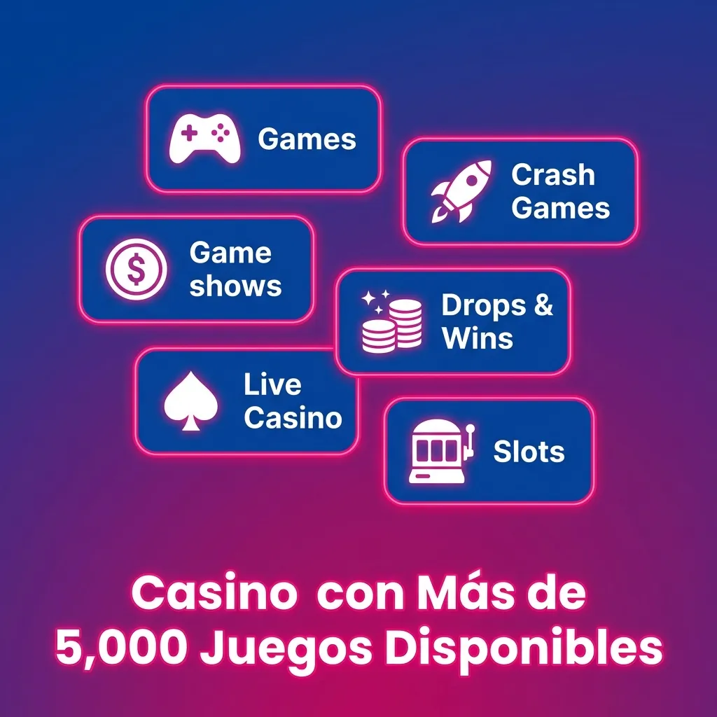 Casino interface showing 5,000+ game categories including slots, crash games, cards, roulette, blackjack, baccarat and poker