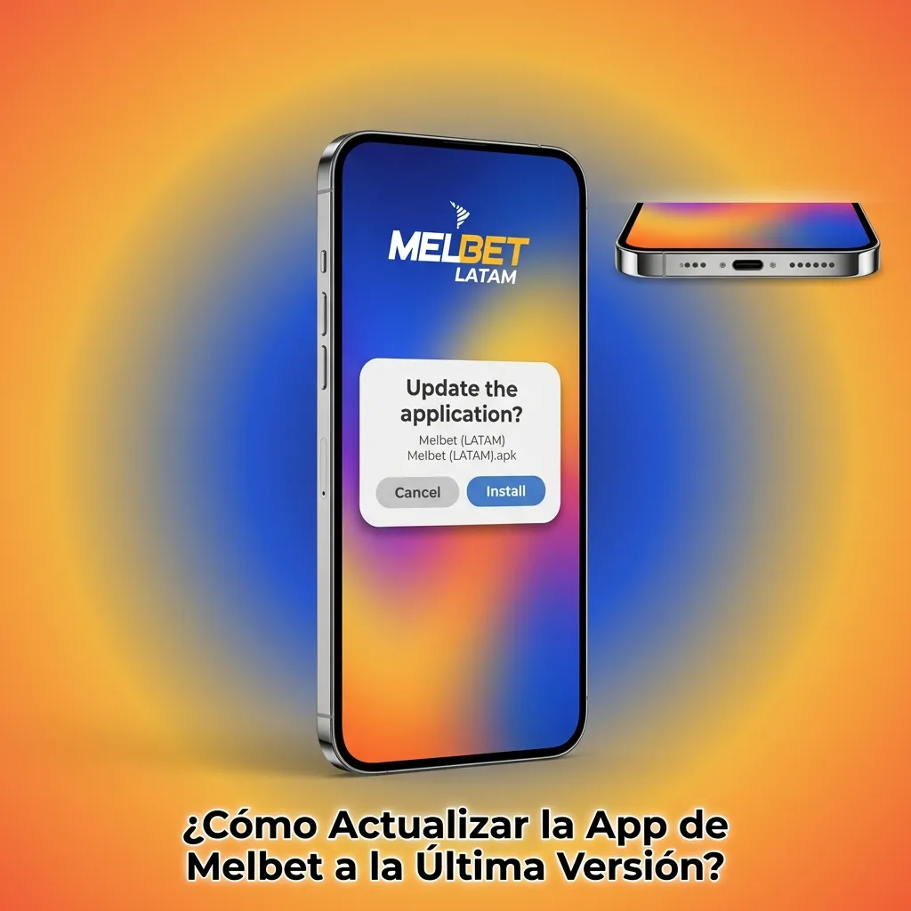 Notificación de actualización de la app Melbet mostrando el botón 'Actualizar ahora' en pantalla de smartphone