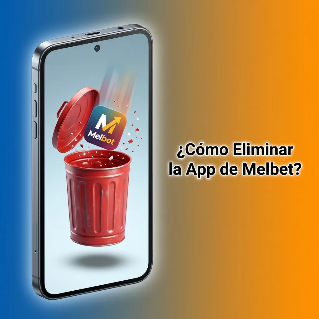 Smartphone screen showing Melbet app icon being pressed with uninstall menu option displayed