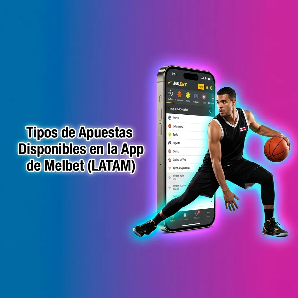 Melbet app showing various betting types including simple, multiple, system, live, and line betting options for LATAM users