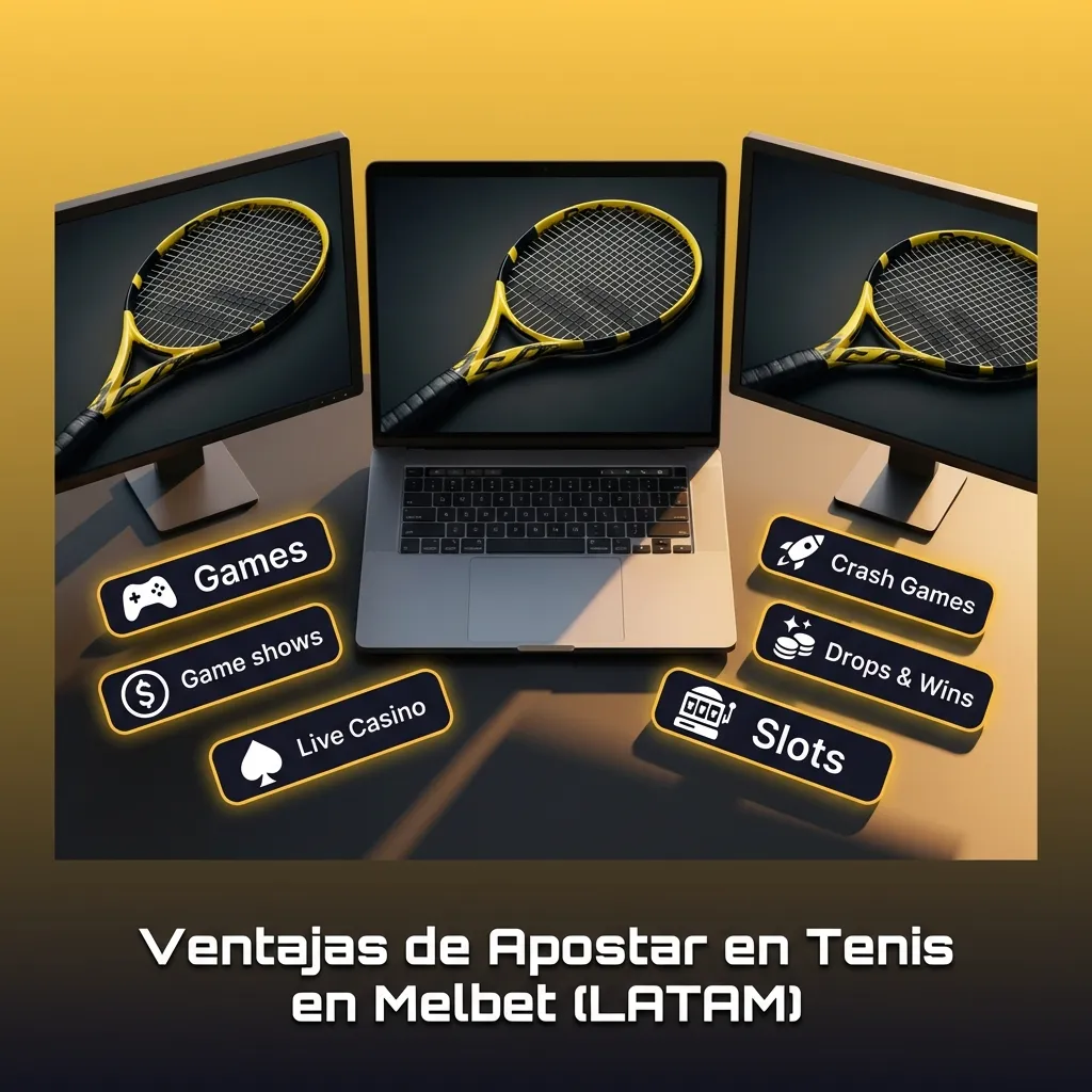 Jugador de tenis golpeando pelota en cancha profesional con logo de Melbet y opciones de apuestas deportivas en vivo
